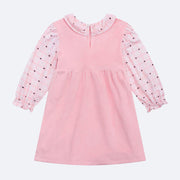 Vestido de Bebê Infanti Manga Longa Corações Rosa Bebê - vestido para bebê