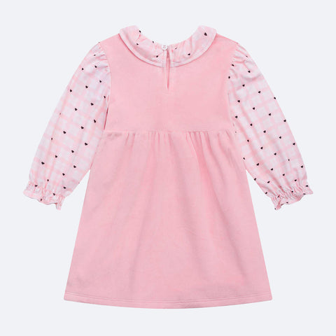 Vestido de Bebê Infanti Manga Longa Corações Rosa Bebê - vestido para bebê