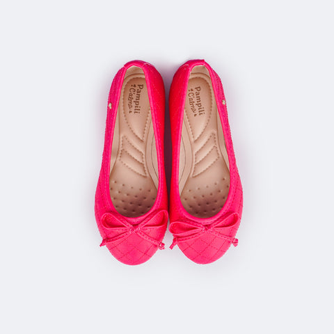 Sapatilha Infantil Super Fofura Matelassê Verniz Pink Maravilha - superior da sapatilha confortável