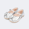 Sapato Infantil Feminino Mini Angel Laço Vinil Prata