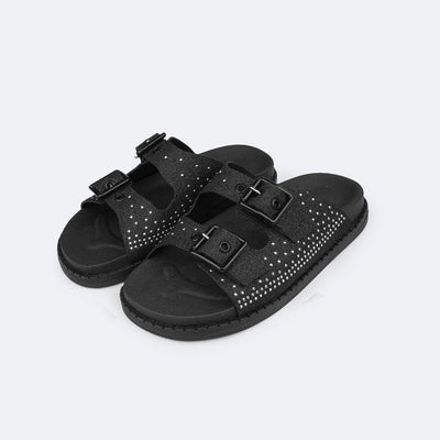 Sandália Birken Feminina TWN Zaya Glitter e Tachas Preta