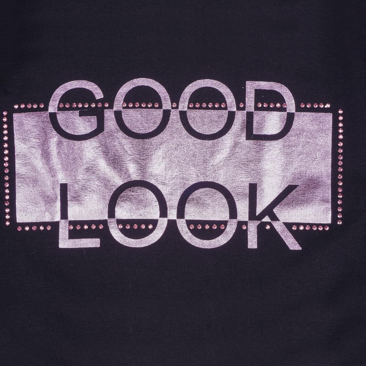 Camiseta Infantil Pampili Manga Longa Good Look Preta