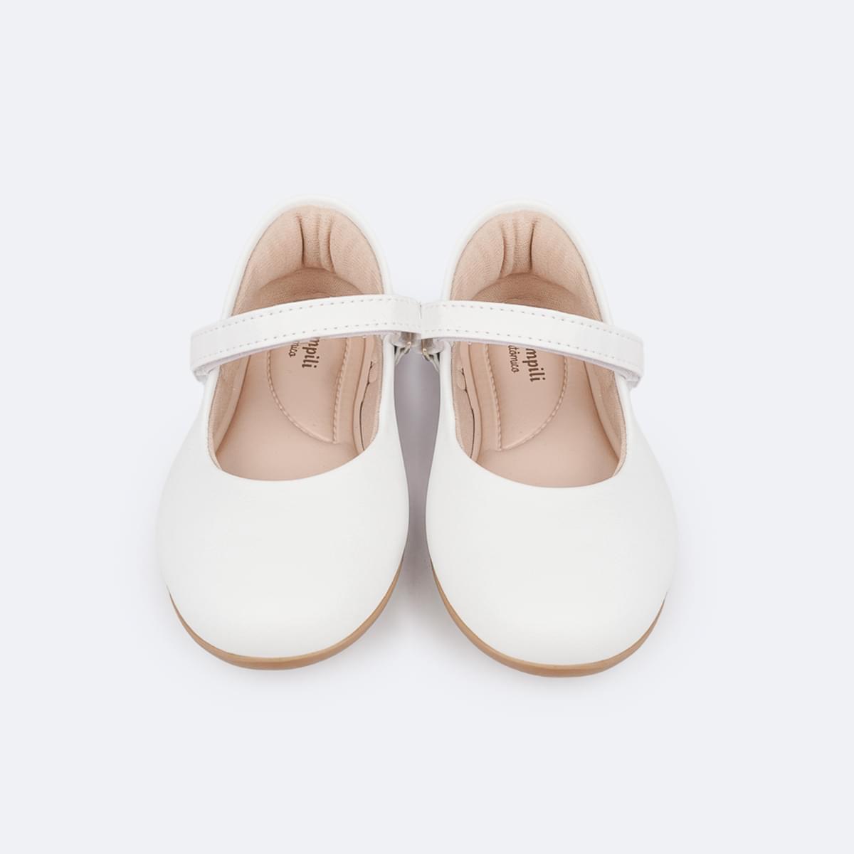 Sapatilha Infantil Pampili Bailarina Tira com Velcro Branca
