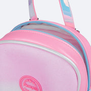 Bolsa Mochilinha Infantil Pampili Glitter Degradê Rosa e Colorido - abertura da mochilinha com zíper