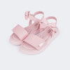 Sandália Infantil Feminina Flower Cintilante Laço Rosa