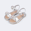 Sandália Infantil Feminina Mili Laço Removível Prata