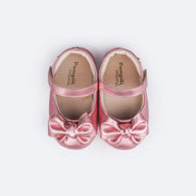 Sapato de Bebê Pampili Nina Laço em Nó Rosa Claro - superior do sapato em sintético