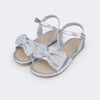 Sandália Infantil Pampili Mili Laço com Glitter e Strass Prata