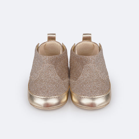 Bota de Bebê Pampili Nina Glitter Dourada - bota infantil feminina