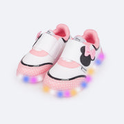 Tênis de Led Infantil Pampili Poá Branco Minnie Mouse © DISNEY - frente do sapato com velcro