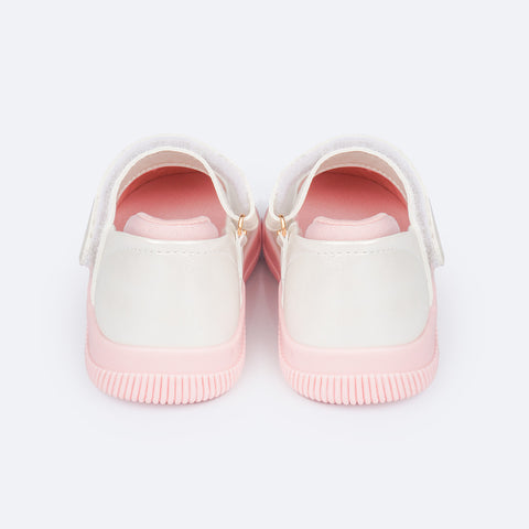 Tênis Infantil Feminino Pampili Pom Pom Perolado Branco - traseira tênis casual