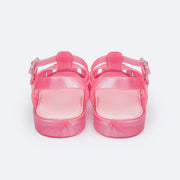 Sandália Infantil Pampili Full Plastic Valen Cintilante Rosa Chiclete - traseira da sandalia