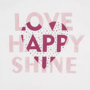 Camiseta Infantil Pampili Manga Longa Love Happy Shine Off White
