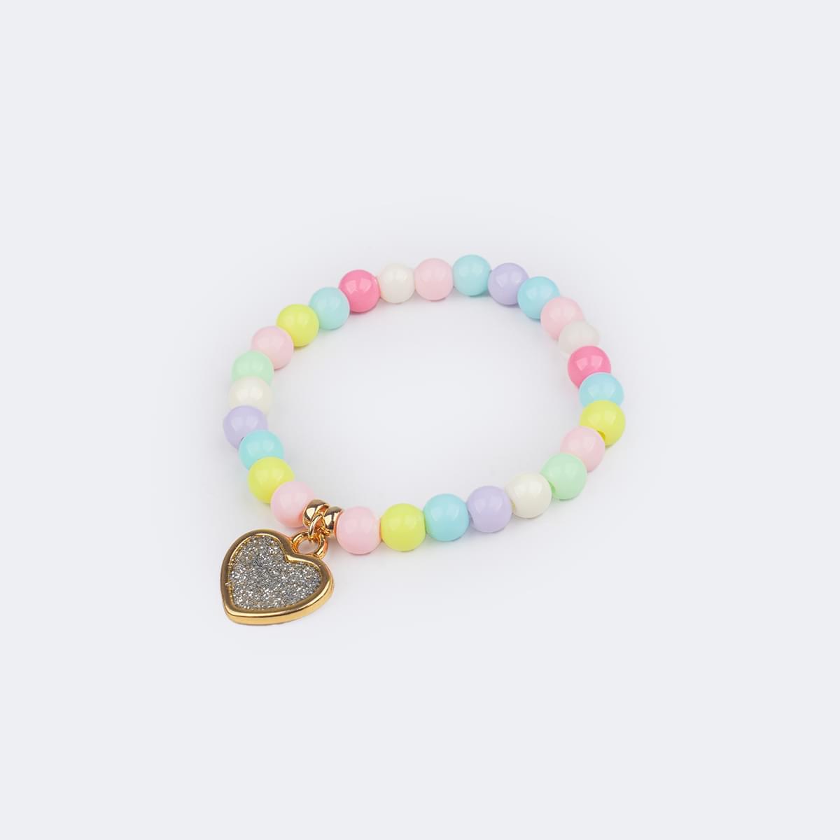 Pulseira Infantil Pampili Coração e Bolinhas Sortida - pulseira com pingente de coração