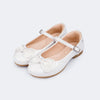 Sapato Infantil Feminino Angel Laço com Pérola Branco Verniz