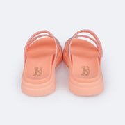 Sandália Infantil Pampili Anny Birken Tratorada com Strass Coral Fresh - sandália infantil feminina