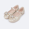 Sapato Infantil Feminino Pampili Angel Laço com Tira de Strass Dourado
