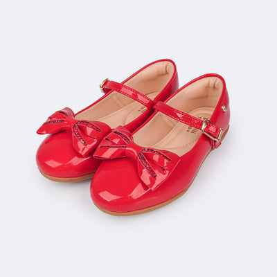 Sapatilha Infantil Pampili Bailarina Manta Strass Verniz Vermelho Peper - sapatilha infantil vermelha