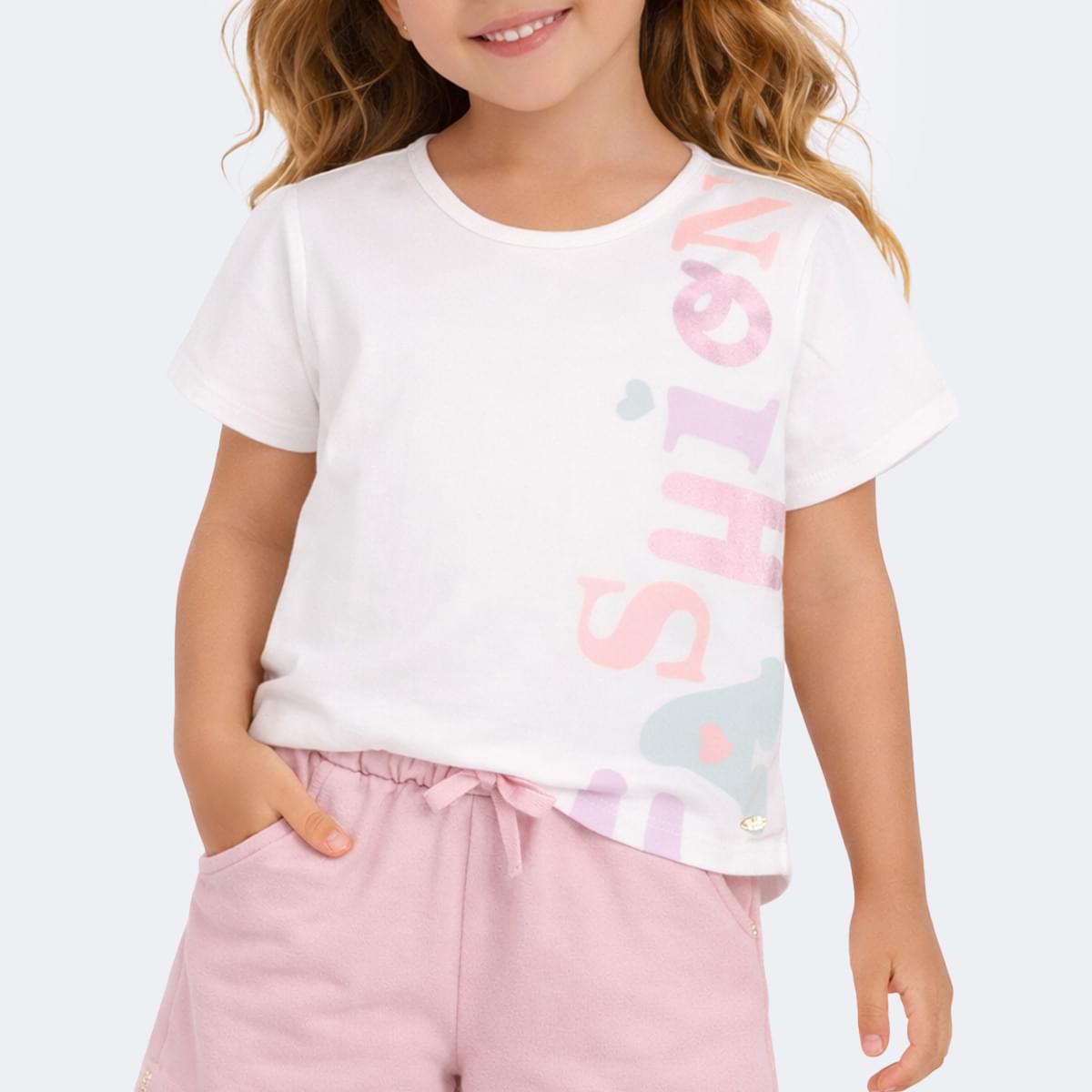 Camiseta Infantil Pampili Fashion Candy Off White
