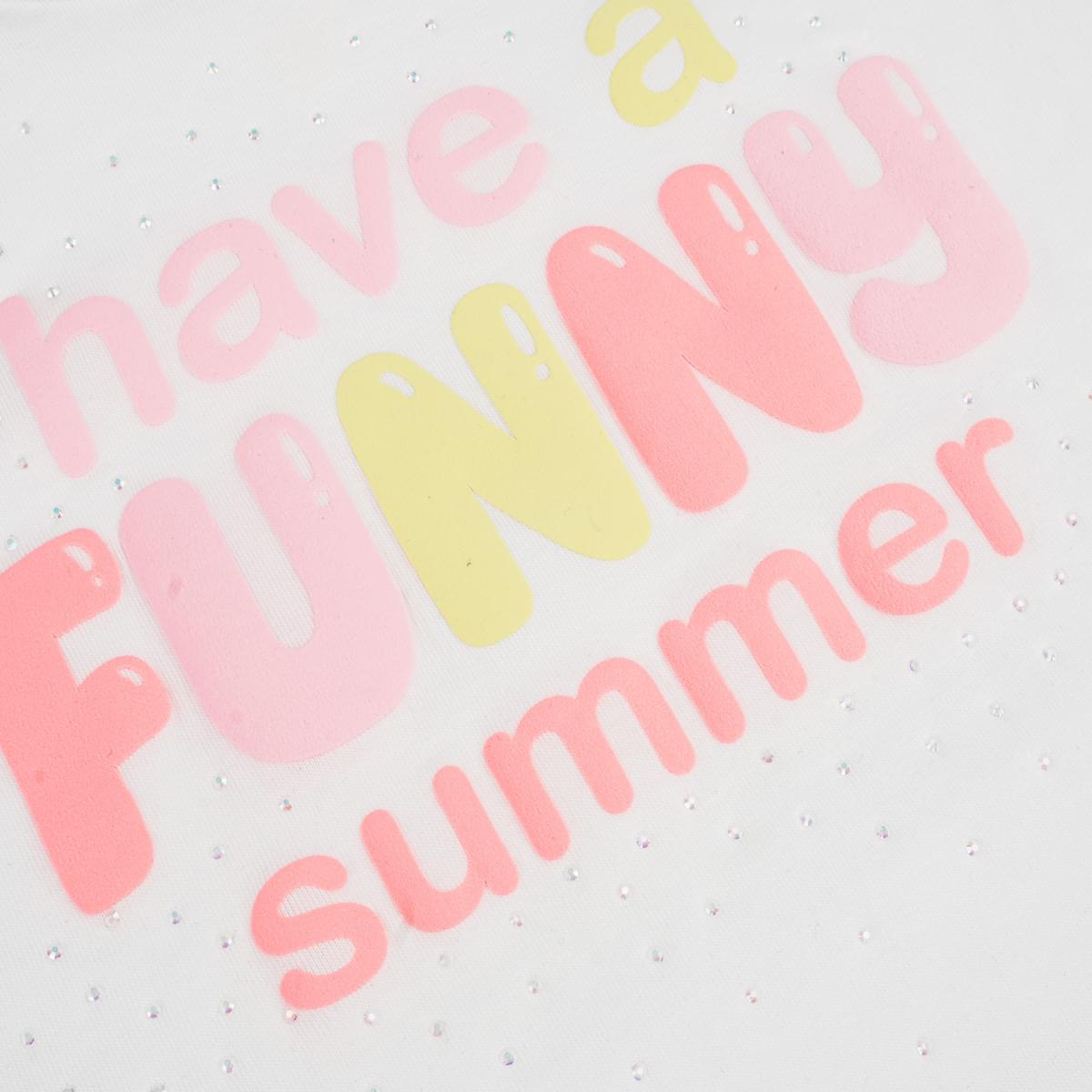 Camiseta Infantil Pampili Funny Summer Branca - frente da camiseta estampada