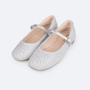 Sapatilha Infantil Pampili Ballet Glitter e Tachas Prata