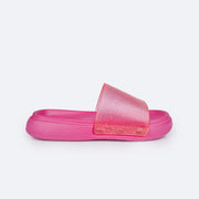 Chinelo Slide Infantil Pampili Fly Glee Glitter Pink - lateral do chileno confortável