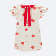 Vestido Infantil Kukiê Porquinha Off White - traseira do vestido com laço