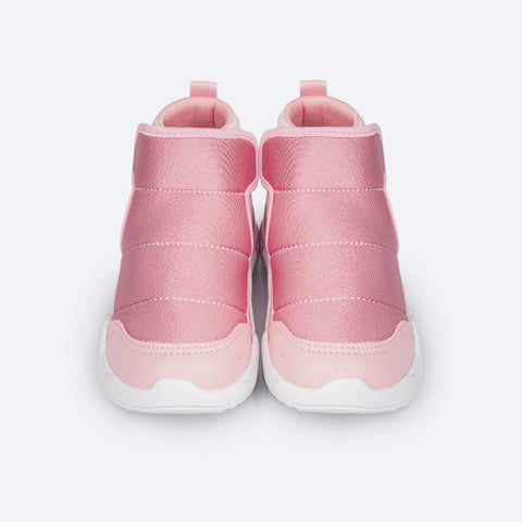 Tênis de Led Infantil Cano Médio Pampili NFT SPK 35 Glitter Rosa Glace - frente tênis infantil feminino