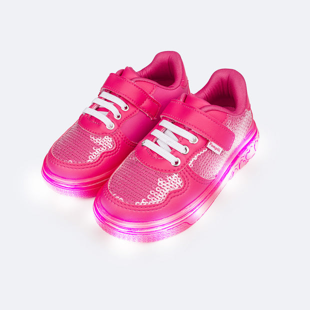 Tênis de Led Infantil Pampili Sneaker Luz Pink Maravilha