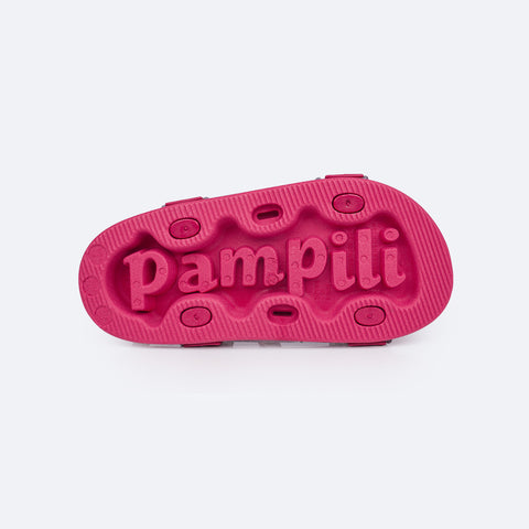 Sandália Papete Infantil Pampili Sun Glee Doce Glitter Pink e Rosa - solado antiderrapante