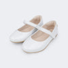 Sapatilha Infantil Pampili Bailarina Tira com Velcro Branco Verniz