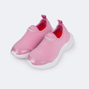 Tênis Infantil Feminino Pampili Gabi Calce Fácil Ultra Leve Lycra Rosa Bale Novo - detalhe do tenis infantil de lycra