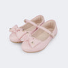 Sapatilha Infantil Pampili Bailarina Laço e Corações Metálicos Rosa Glace
