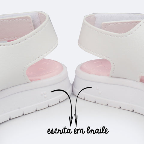 Sandália Papete Infantil Pampili Petit Velcro Triplo Branca