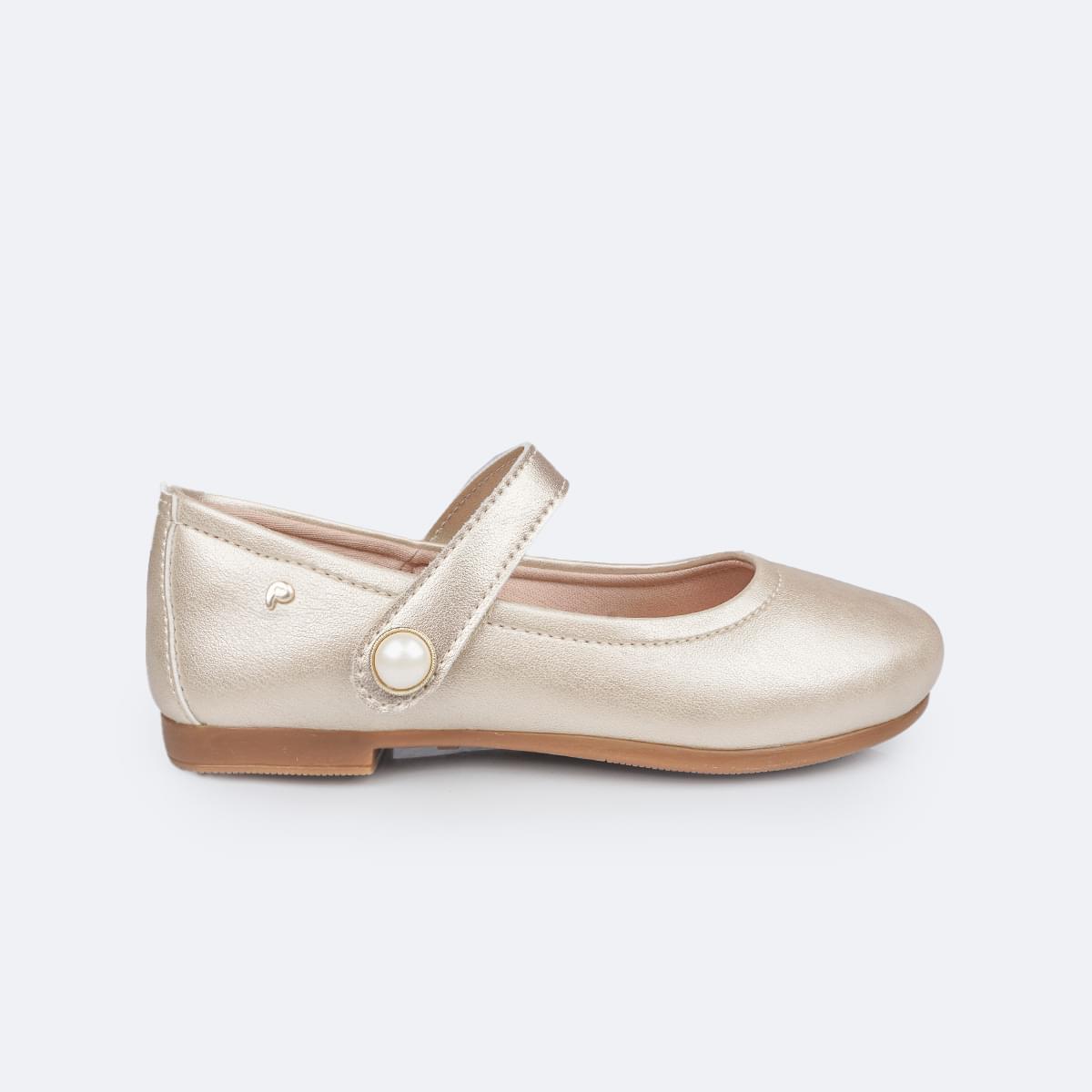 Sapato Infantil Pampili Angel Tira Superior Pérola Dourado
