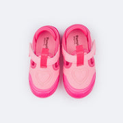 Tênis Infantil Feminino Pampili Yuyu Coração Bordado Rosa e Pink - superior do tênis confortável para bebê