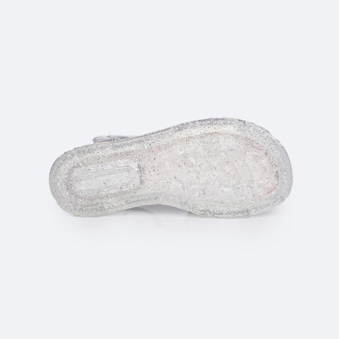 Sandália de Led Infantil Pampili Lulli Glitter e Pontos Coloridos Prata - solado antiderrapante