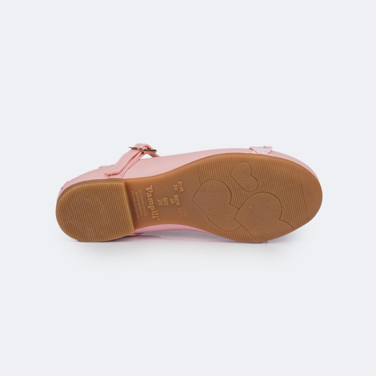 Sapato Infantil Feminino Pampili Angel Tira Glitter e Strass Rosa Glace - sapato infantil feminino