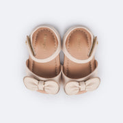 Sandália de Bebê Pampili Nana Laço Nude e Dourada - sandália confortável com velcro