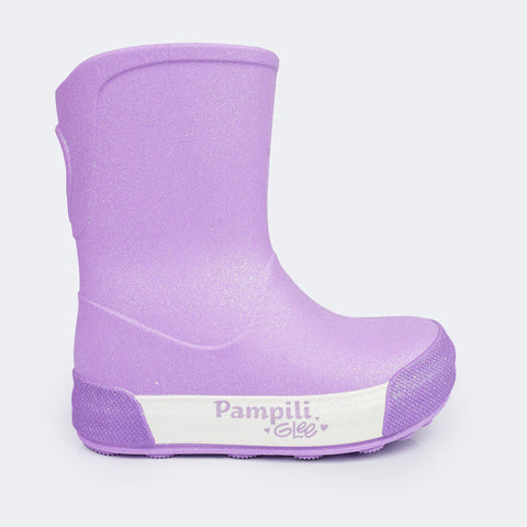 Bota Galocha Infantil Pampili Happy Glee Glitter Lilás - galocha infantil com glitter