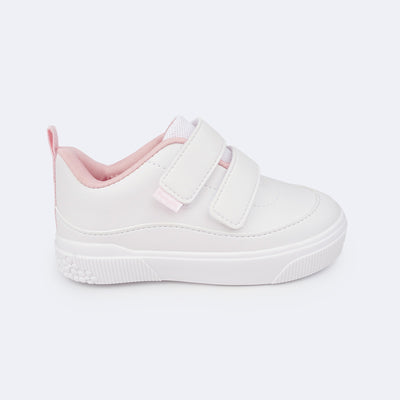 Tênis Infantil Feminino Pampili Yumi Velcro Duplo Branco