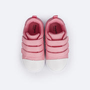 Tênis Infantil Pampili Yumi Velcro Triplo Rosa Chiclete - superior do tênis confortável