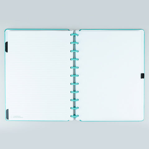 Caderno Inteligente All Aquamarine Grande Azul - abertura do caderno