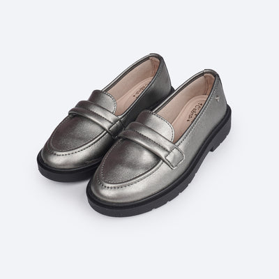 Sapato Infantil Pampili Tifany Mocassim Grafite - mocassim infantil