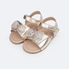 Sandália de Bebê Pampili Nana Laço com Nó e Strass Dourada