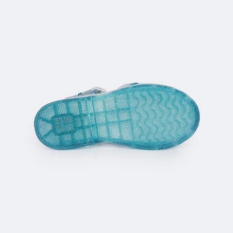 Sandália de Led Infantil Pampili Glee Valen Transparente Azul - sandália de plástico com glitter