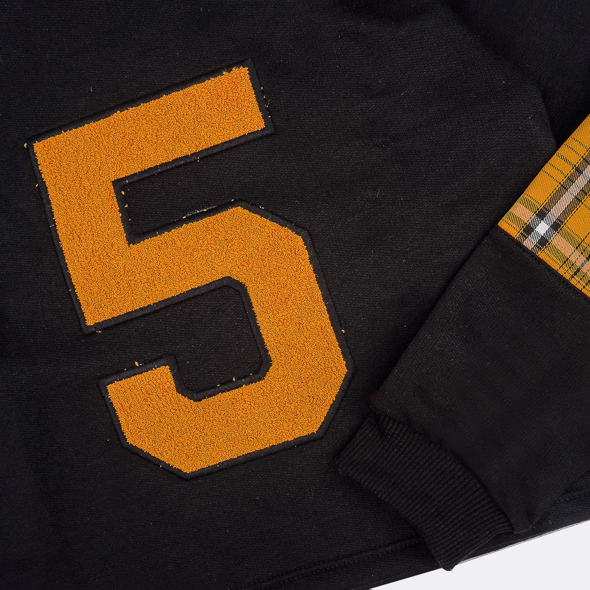 Blusa Infantil Vallen Moletom Manga Longa Preto e Amarelo - moletom preto infantil
