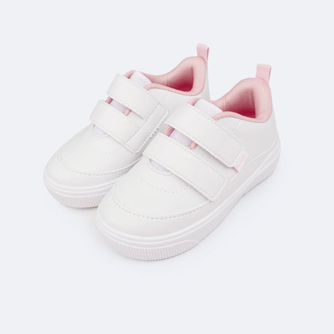 Tênis Infantil Feminino Pampili Yumi Velcro Duplo Branco