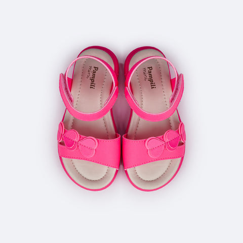 Sandália Infantil Pampili Lili Corações Duplos Pink - superior da sandalia com espuma na palmilha