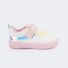 Tênis Infantil Feminino Yumi Holográfico Fecho Branco Rosa